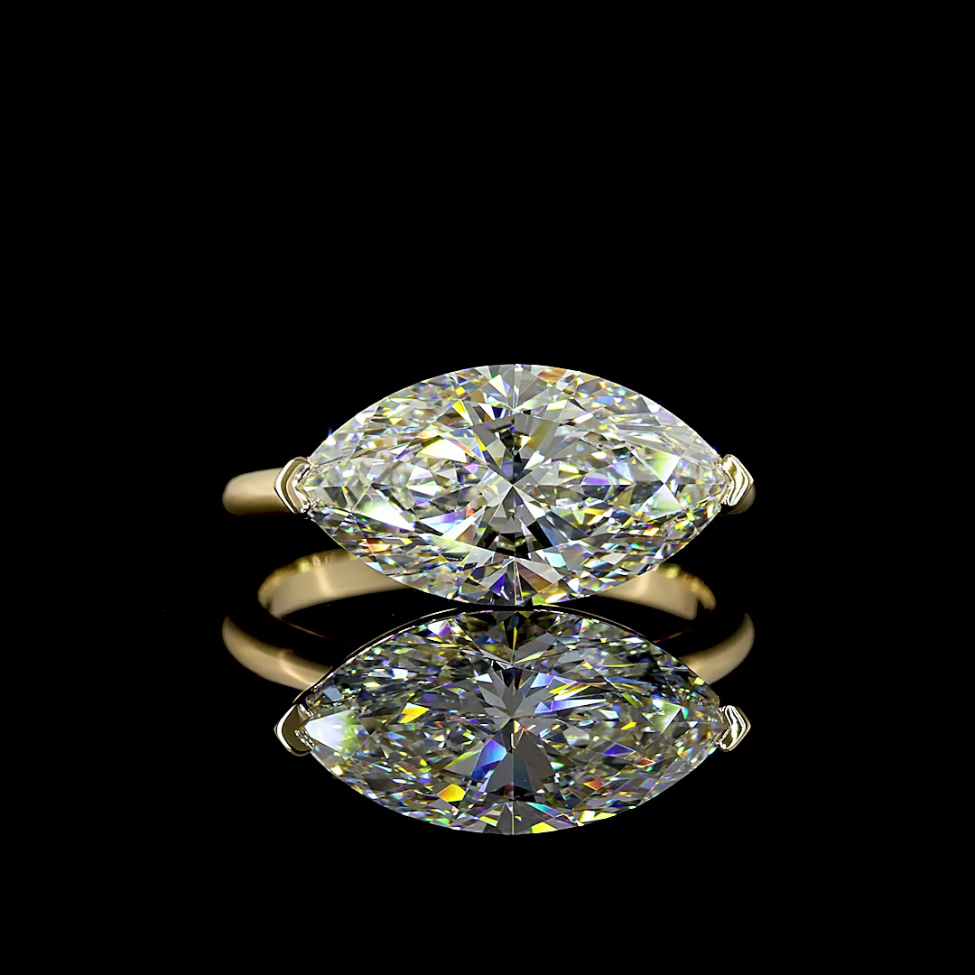 Lab-Grown 4.04 Carat Marquise E-VVS2 Diamond 14K Yellow Gold Solitaire Ring