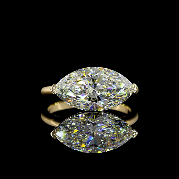 Lab-Grown 4.04 Carat Marquise E-VVS2 Diamond 14K Yellow Gold Solitaire Ring