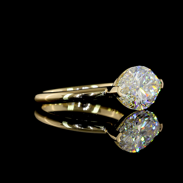 Lab-Grown 4.04 Carat Marquise E-VVS2 Diamond 14K Yellow Gold Solitaire Ring