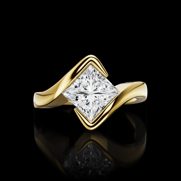 Lab-Grown 1.35 Carat Princess E-VVS2 Diamond 14K Yellow Gold Special Ring