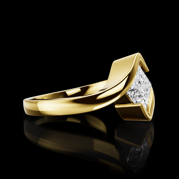 Lab-Grown 1.35 Carat Princess E-VVS2 Diamond 14K Yellow Gold Special Ring