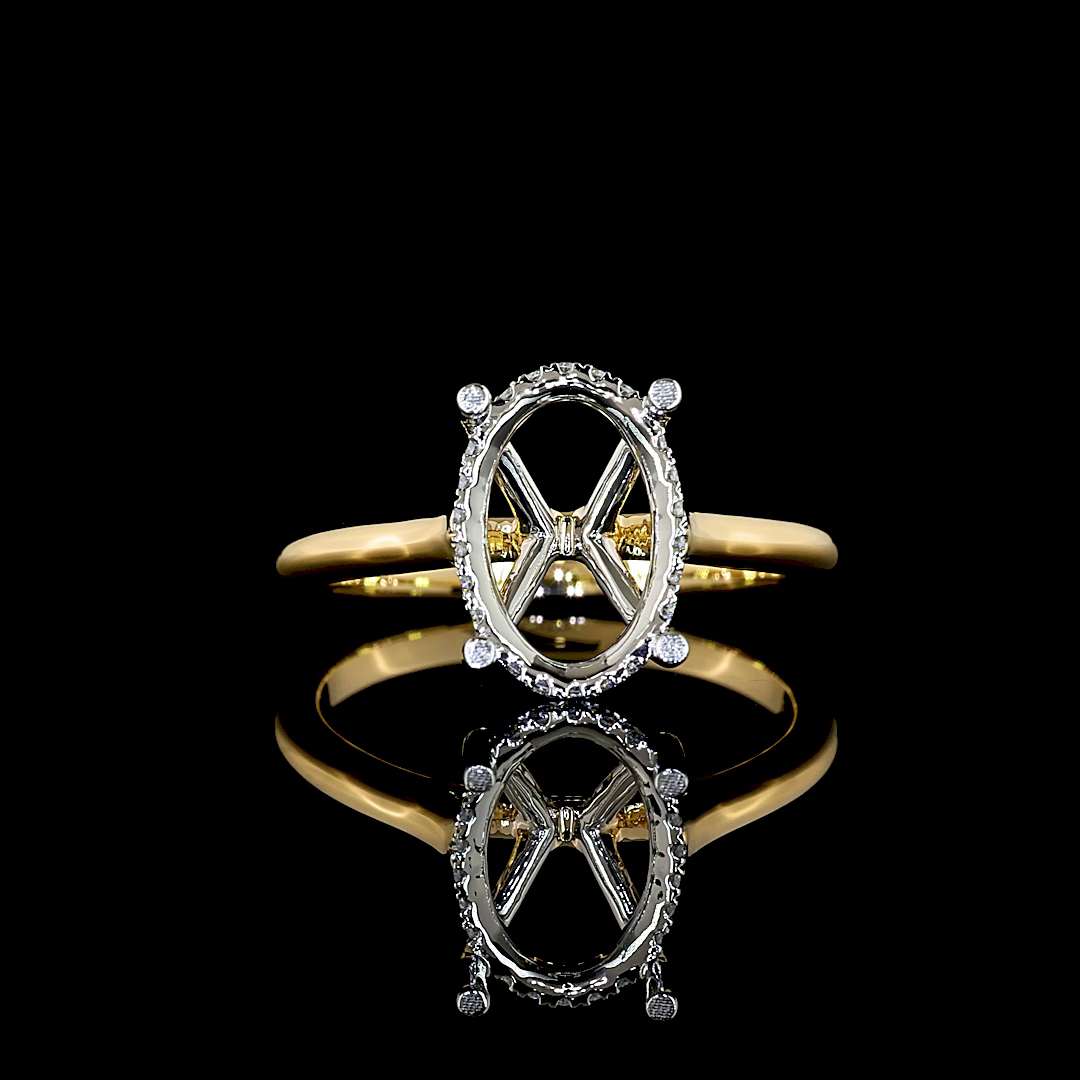 Lab-Grown 3.13 Carat Oval E-VS1 Diamond 18K Yellow Gold Hidden Halo Ring