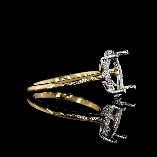 Lab-Grown 3.13 Carat Oval E-VS1 Diamond 18K Yellow Gold Hidden Halo Ring