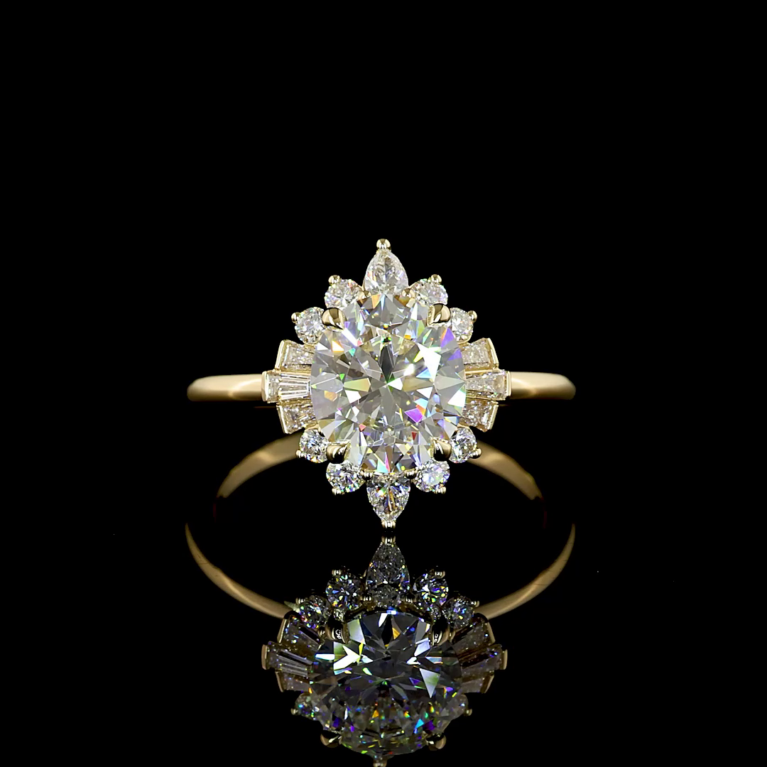 Lab-Grown 2.28 Carat Oval E-VVS2 Diamond 14K Yellow Gold Special Ring