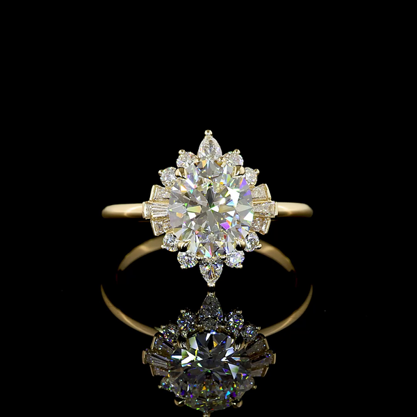 Lab-Grown 2.28 Carat Oval E-VVS2 Diamond 14K Yellow Gold Special Ring