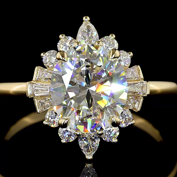 Lab-Grown 2.28 Carat Oval E-VVS2 Diamond 14K Yellow Gold Special Ring
