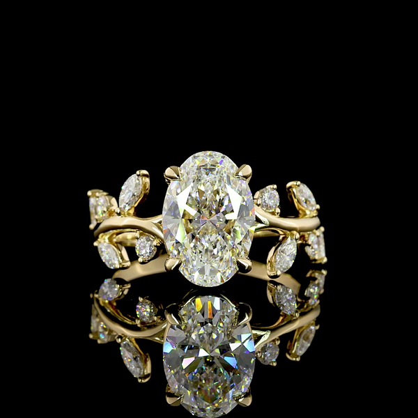 Lab-Grown 3.01 Carat MIX D-VVS2 Diamond 14K Yellow Gold Special Ring