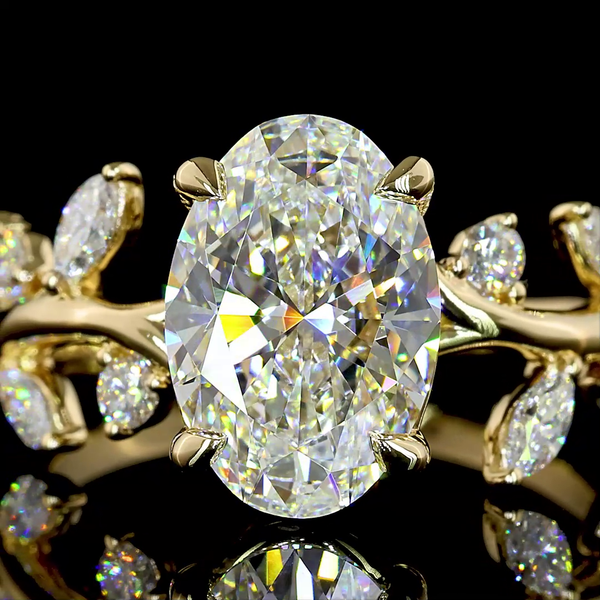 Lab-Grown 3.01 Carat MIX D-VVS2 Diamond 14K Yellow Gold Special Ring