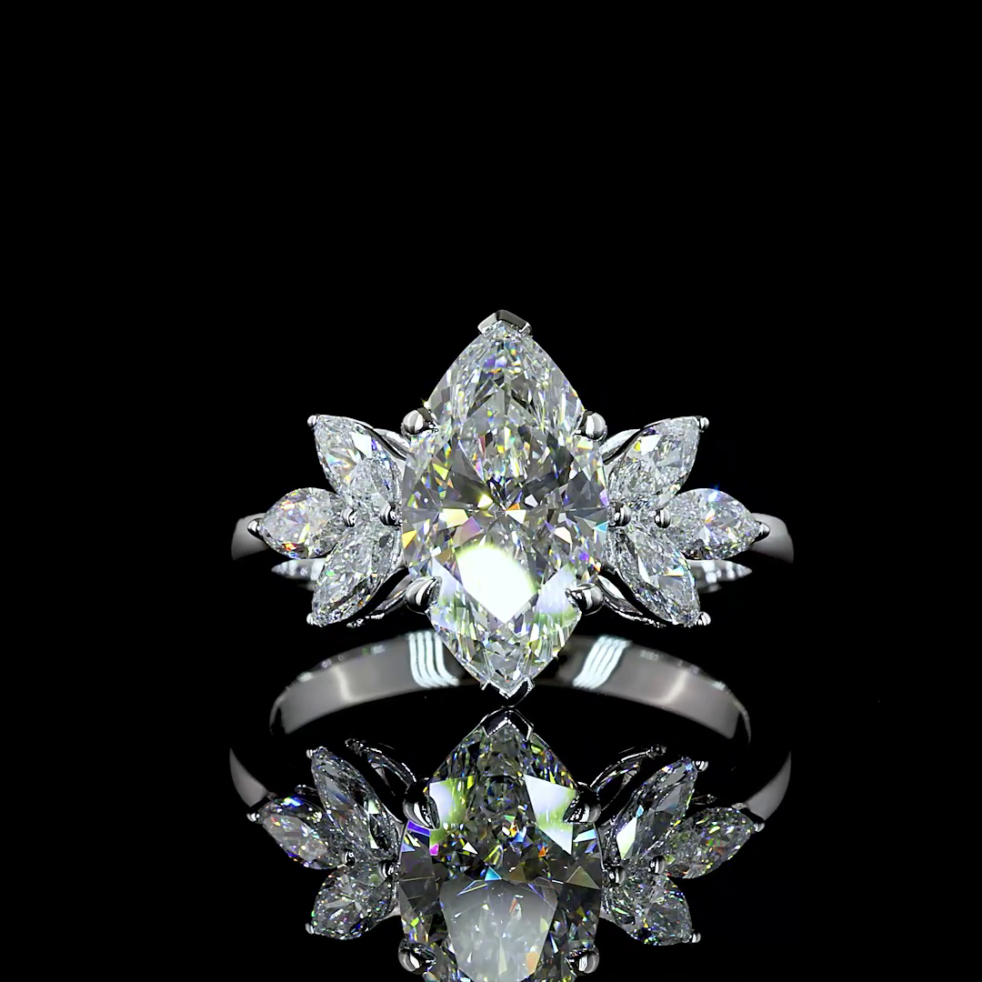 Lab-Grown 2.65 Carat Marquise E-VVS2 Diamond 14K White Gold Special Ring