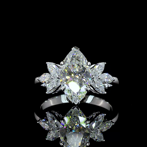 Lab-Grown 2.65 Carat Marquise E-VVS2 Diamond 14K White Gold Special Ring
