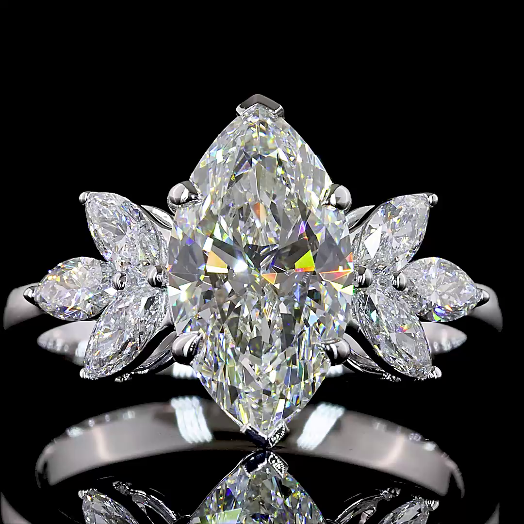 Lab-Grown 2.65 Carat Marquise E-VVS2 Diamond 14K White Gold Special Ring