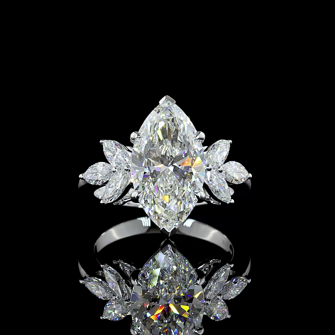 Lab-Grown 4.82 Carat Marquise E-VVS2 Diamond 14K White Gold Special Ring