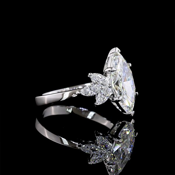Lab-Grown 3.63 Carat Marquise E-VVS2 Diamond 14K White Gold Special Ring