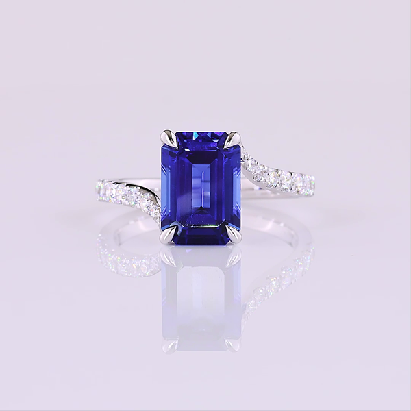 Lab-Grown 3.88 Carat Emerald Blue-VS1 Diamond 14K White Gold Special Ring