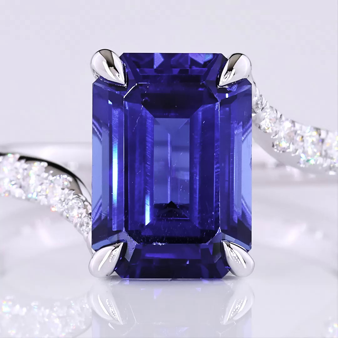 Lab-Grown 3.88 Carat Emerald Blue-VS1 Diamond 14K White Gold Special Ring
