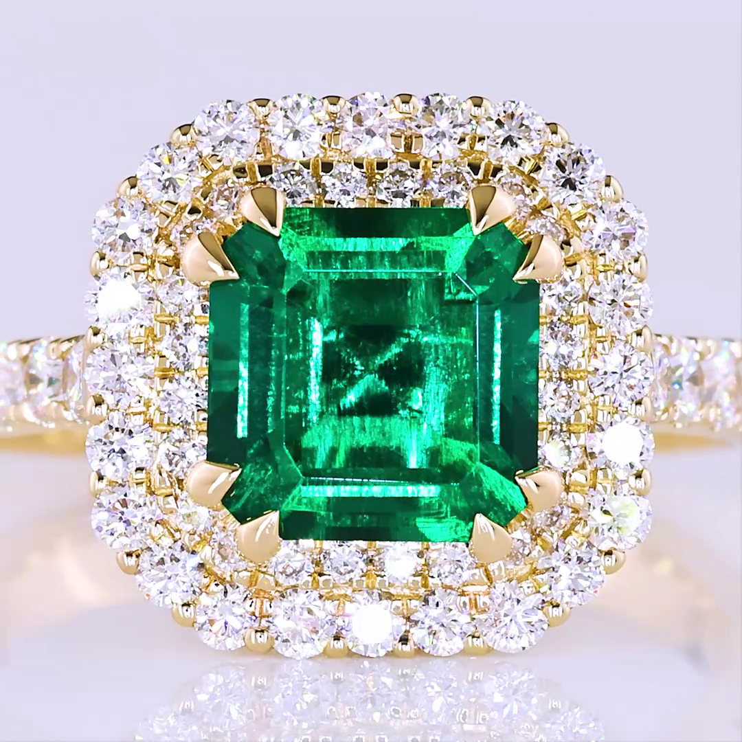 Lab-Grown 1 Carat Asscher -VS2 Diamond 14K Yellow Gold Solitaire Diamond Shank R