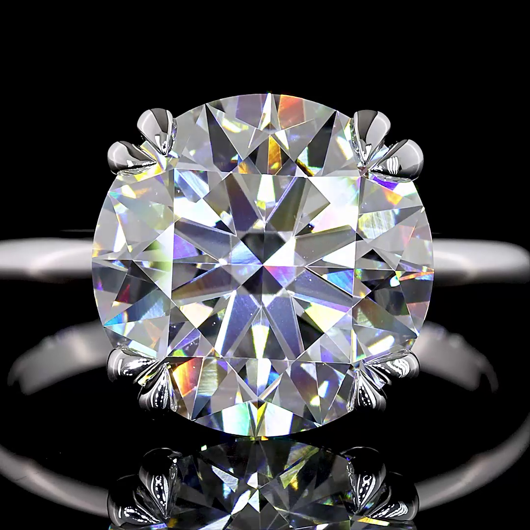 Lab-Grown 5.12 Carat Round E-VVS2 Diamond 14K White Gold Hidden Halo Ring