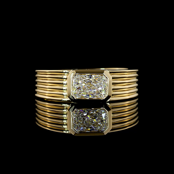 Lab-Grown 1 Carat Radiant D-VS1 Diamond 14K Yellow Gold Solitaire Ring