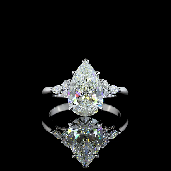 Lab-Grown 2.97 Carat MIX F-VVS2 Diamond 14K White Gold Special Ring