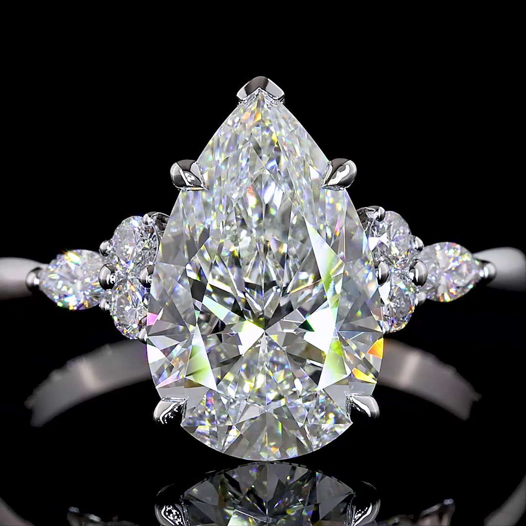 Lab-Grown 2.97 Carat MIX F-VVS2 Diamond 14K White Gold Special Ring