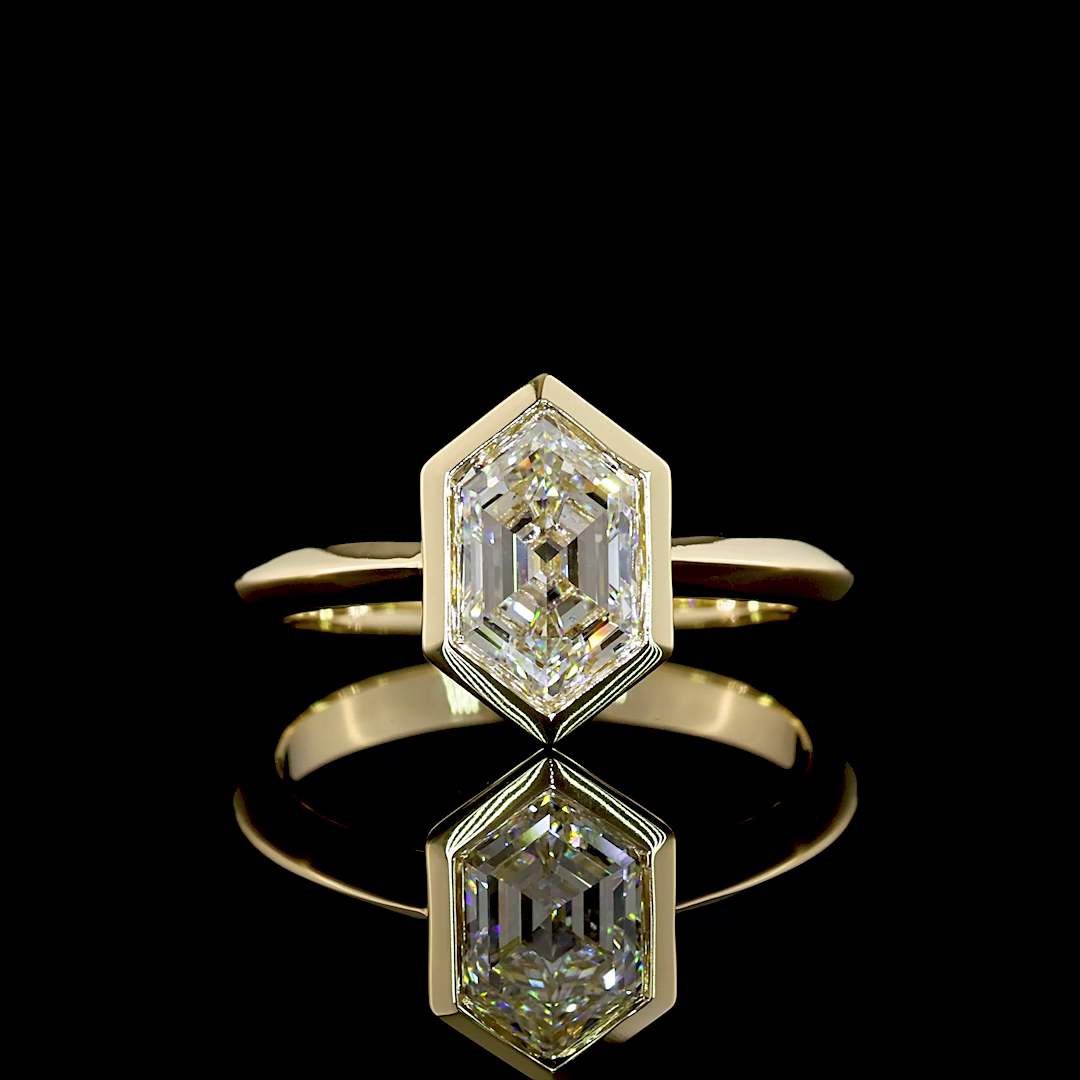 Lab-Grown 1.55 Carat Step Marquise F-VS1 Diamond 14K Yellow Gold Solitaire Ring