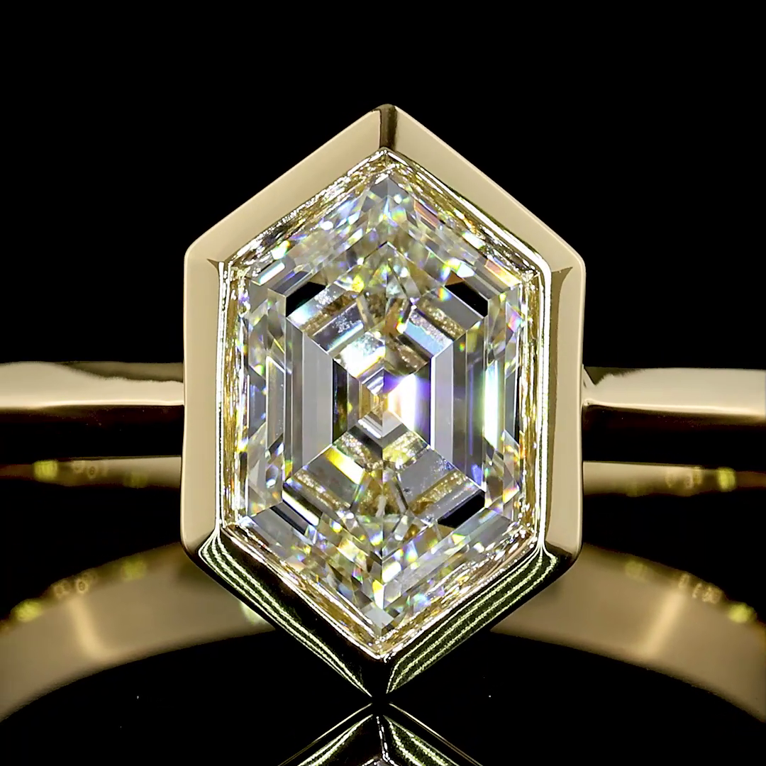 Lab-Grown 1.55 Carat Step Marquise F-VS1 Diamond 14K Yellow Gold Solitaire Ring