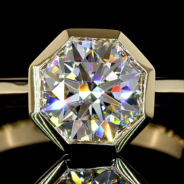 Lab-Grown 2.05 Carat Octagon F-VS1 Diamond 14K Yellow Gold Solitaire Ring