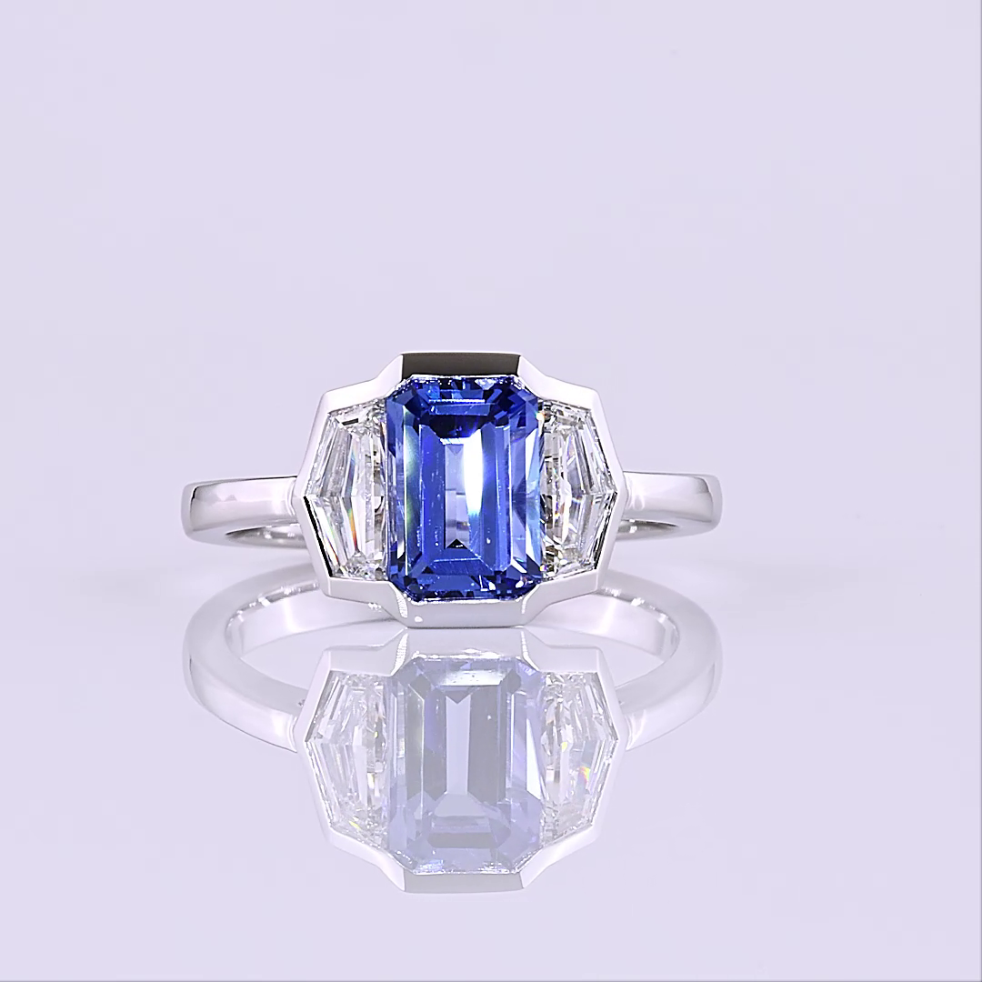 Lab-Grown 0.71 Carat Emerald -VS1 Diamond 14K White Gold 3 Stones Ring