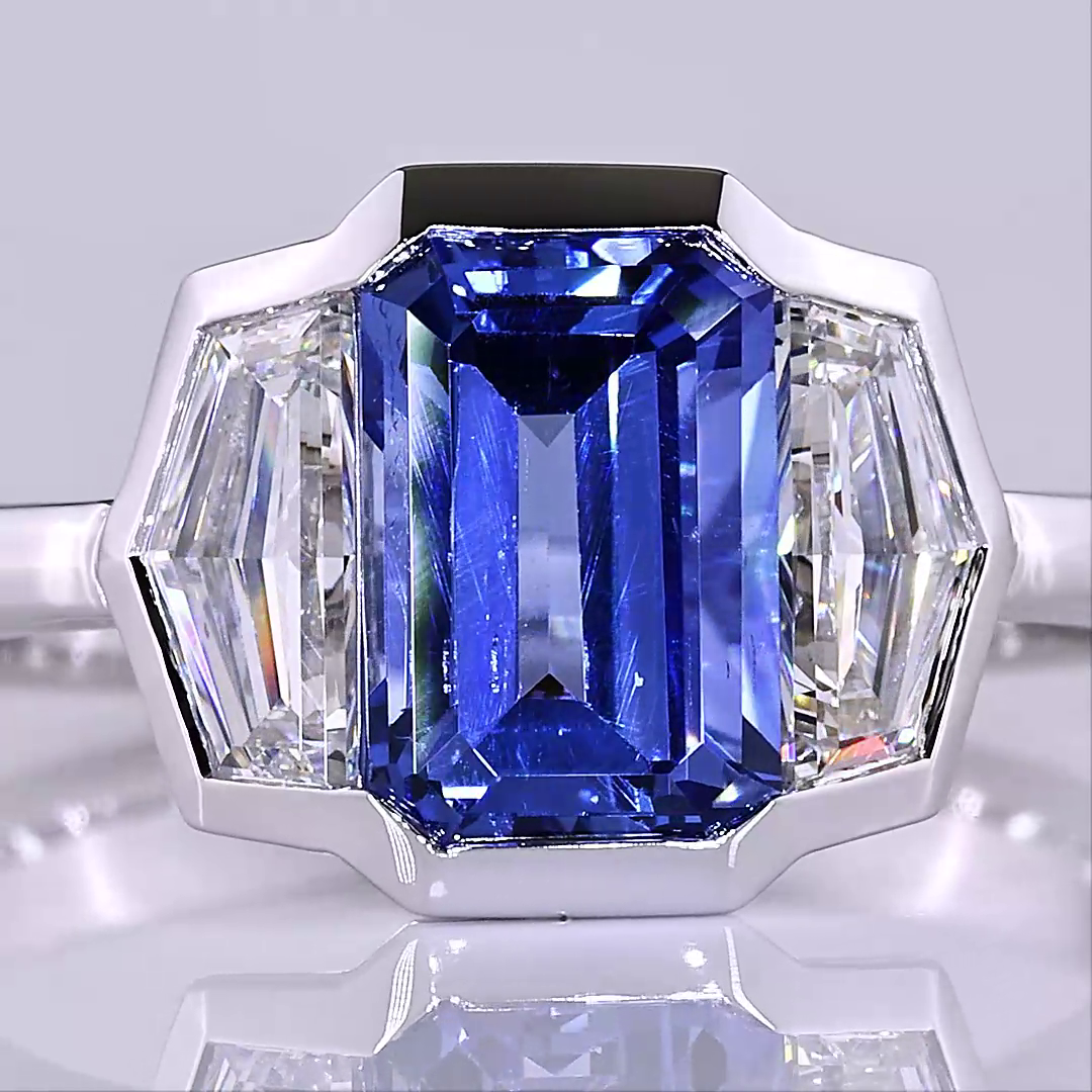 Lab-Grown 0.71 Carat Emerald -VS1 Diamond 14K White Gold 3 Stones Ring