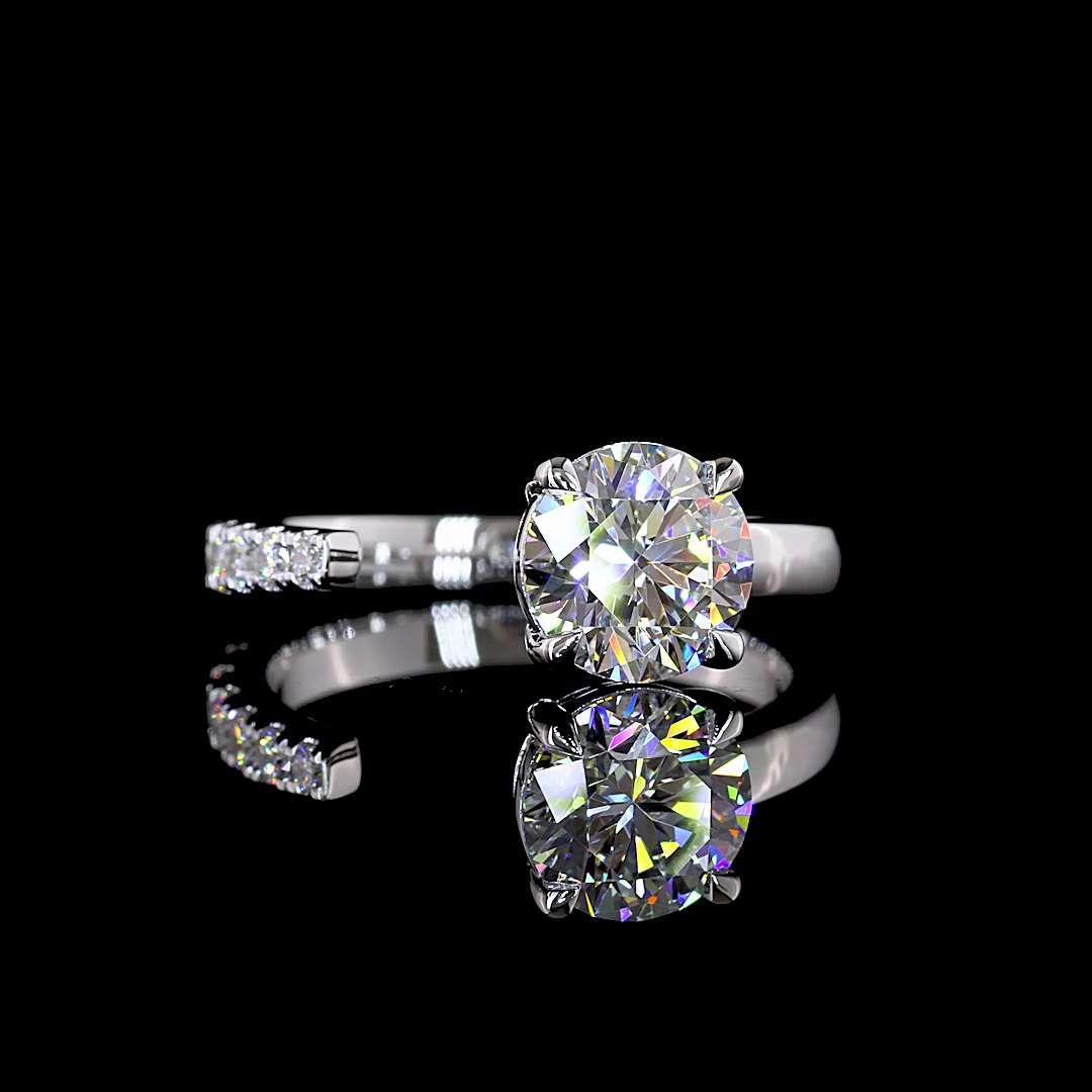 Lab-Grown 1.74 Carat Round F-VS2 Diamond 14K White Gold Special Ring
