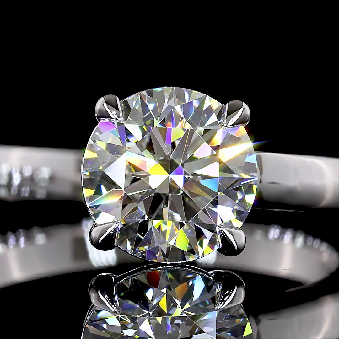 Lab-Grown 1.74 Carat Round F-VS2 Diamond 14K White Gold Special Ring