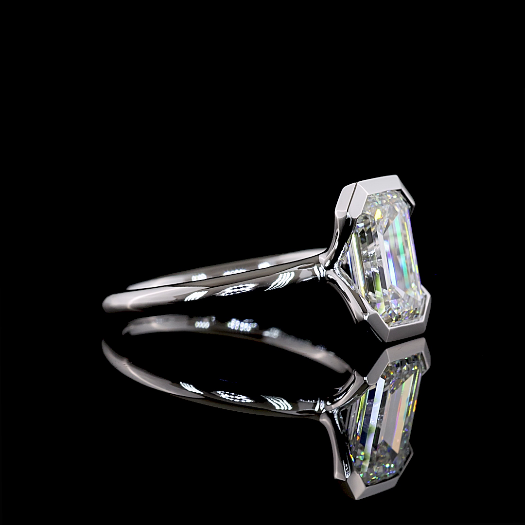Lab-Grown 2.66 Carat Emerald F-VVS1 Diamond 14K White Gold Solitaire Ring