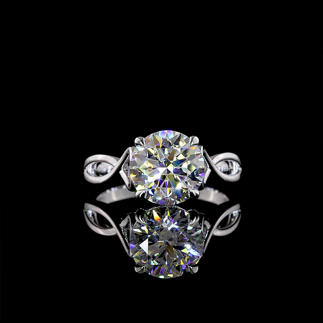 Lab-Grown 2.53 Carat Round E-VVS2 Diamond 14K White Gold Solitaire Ring
