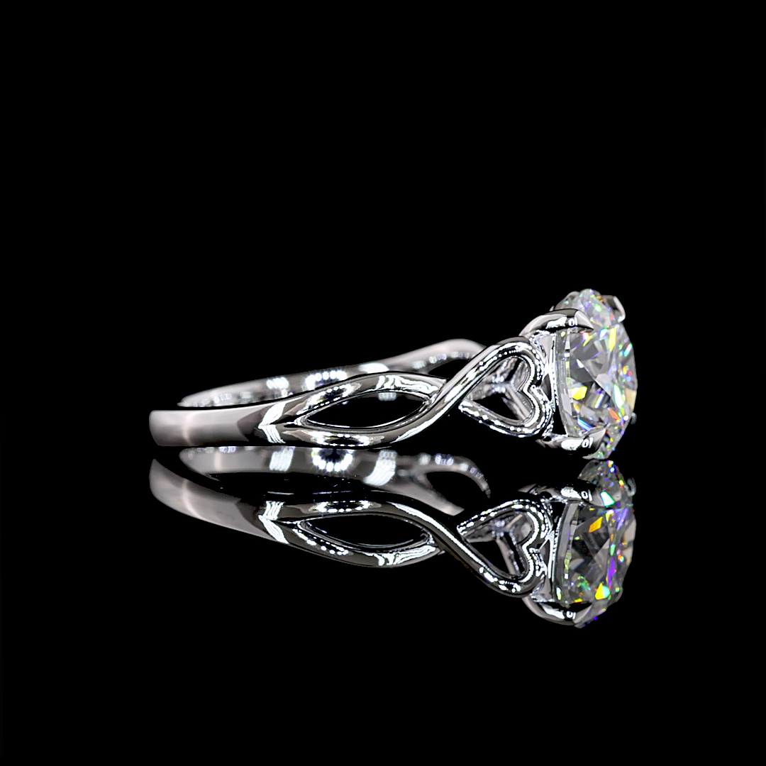 Lab-Grown 2.53 Carat Round E-VVS2 Diamond 14K White Gold Solitaire Ring