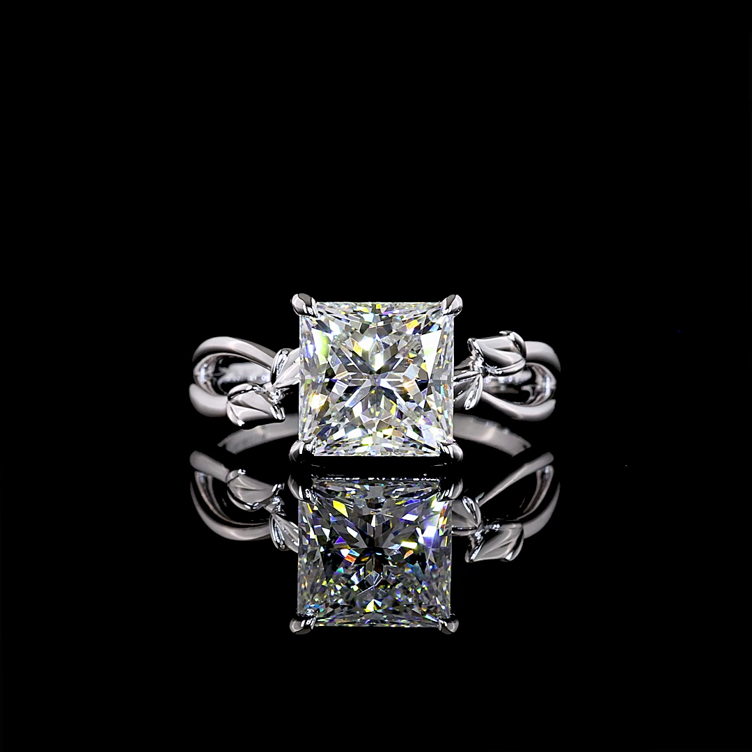 Lab-Grown 3.06 Carat Princess E-F-VS1 Diamond 14K White Gold Solitaire Ring