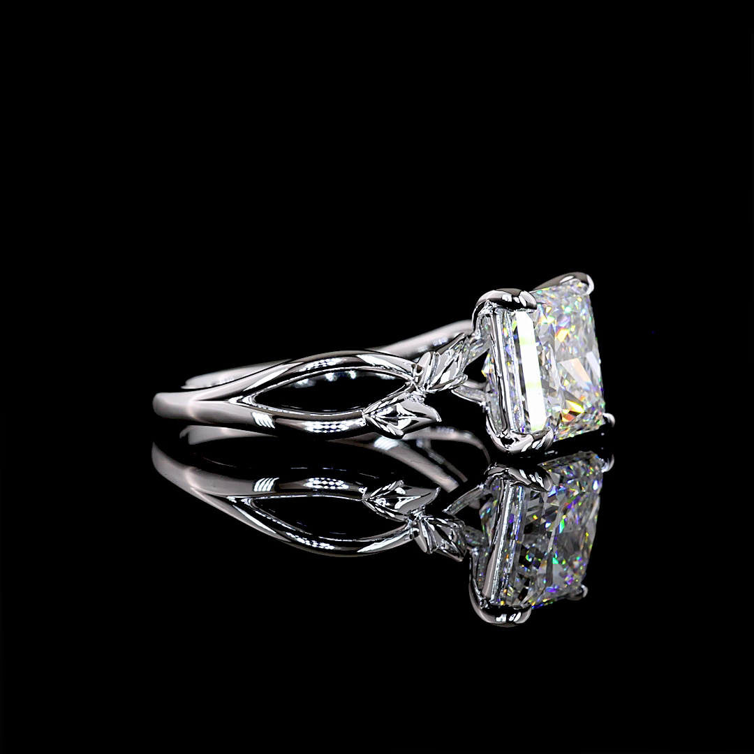 Lab-Grown 3.06 Carat Princess E-F-VS1 Diamond 14K White Gold Solitaire Ring