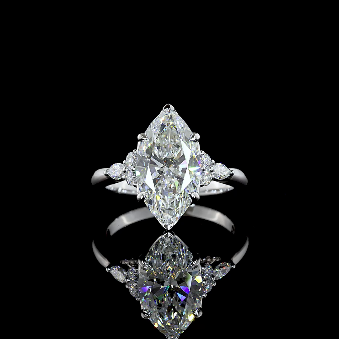 Lab-Grown 3.47 Carat Marquise E-F-VVS2 Diamond 14K White Gold Special Ring
