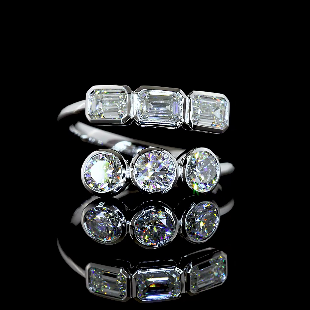 Lab-Grown 1.9 Carat Emerald E-F-VS1 Diamond 14K White Gold Cocktail Ring