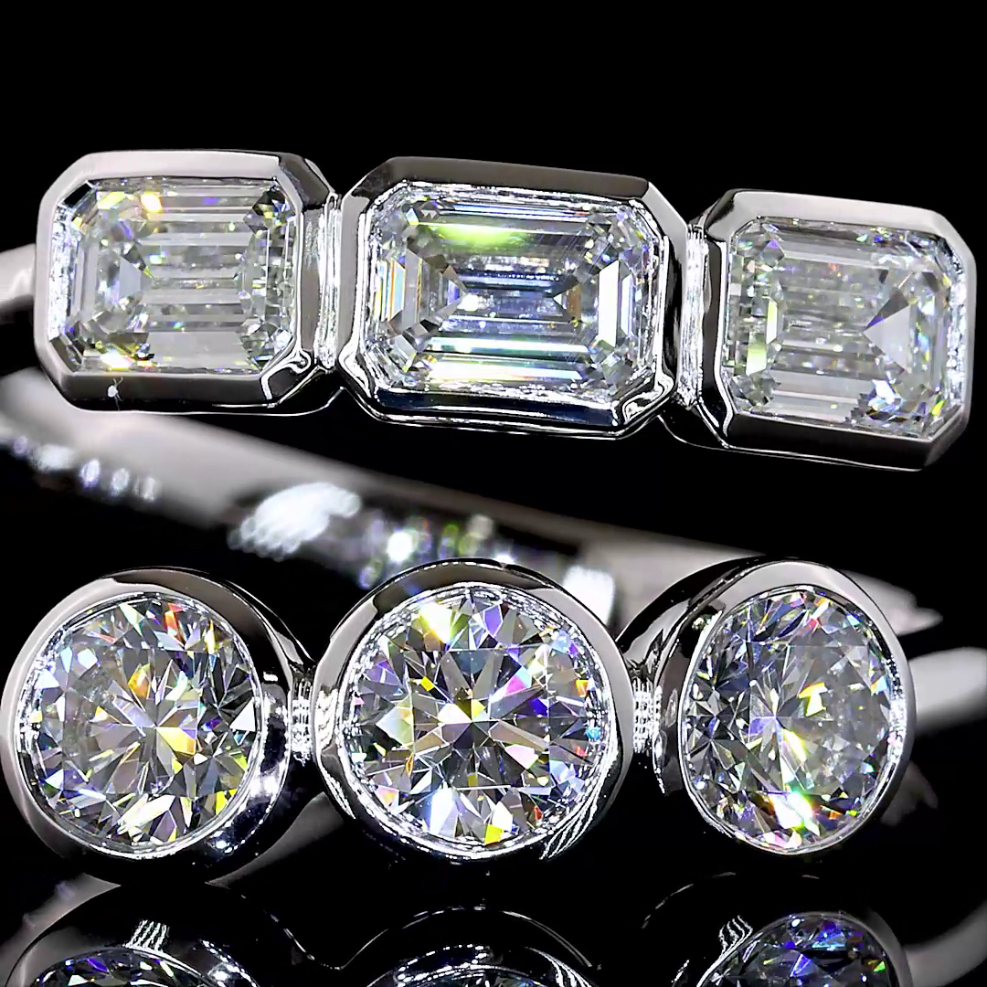 Lab-Grown 1.9 Carat Emerald E-F-VS1 Diamond 14K White Gold Cocktail Ring