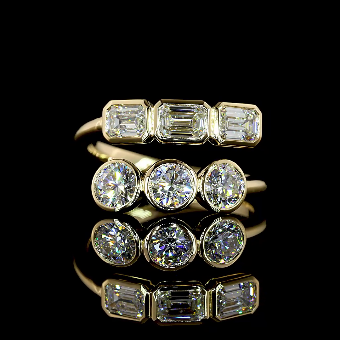 Lab-Grown 1.75 Carat Emerald E-F-VS1 Diamond 14K Yellow Gold Cocktail Ring