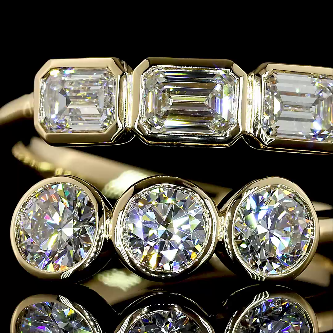 Lab-Grown 1.75 Carat Emerald E-F-VS1 Diamond 14K Yellow Gold Cocktail Ring
