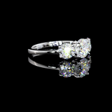 Lab-Grown 1.62 Carat Round D-VVS2 Diamond Platinum 3 Stones Ring