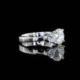 Lab-Grown 1.44 Carat Round D-VVS2 Diamond Platinum 3 Stones Ring