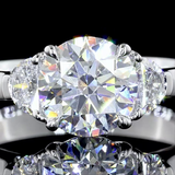 Lab-Grown 1.44 Carat Round D-VVS2 Diamond Platinum 3 Stones Ring