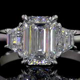 Lab-Grown 1.43 Carat Emerald D-VS1 Diamond Platinum 3 Stones Ring