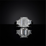 Lab-Grown 1.37 Carat Emerald E-VS2 Diamond Platinum 3 Stones Ring