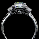 Lab-Grown 3.86 Carat Emerald D-VS1 Diamond 14K White Gold 3 Stones Ring