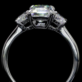 Lab-Grown 1.43 Carat Emerald D-VS1 Diamond Platinum 3 Stones Ring