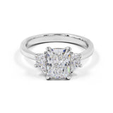 Lab-Grown 2.20 Carat Radiant D-VS1 Diamond Platinum 3 Stones Ring