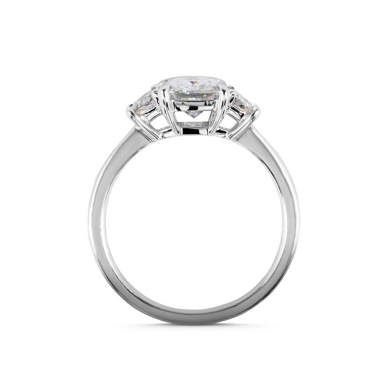 Lab-Grown 2.36 Carat Radiant F-VS1 Diamond Platinum 3 Stones Ring